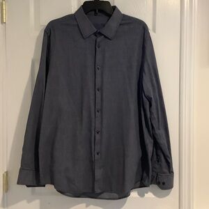 TASSO ELBA Men’s Navy and White Casual Professional Button Down Dress Shirt XL